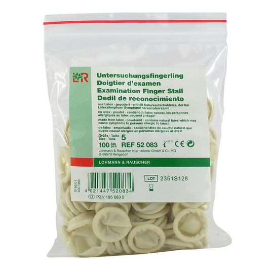 Das Produktfoto zeigt Fingerling Z.Untersuchung Gr.5 Latex (100 stk) PZN 01956835
