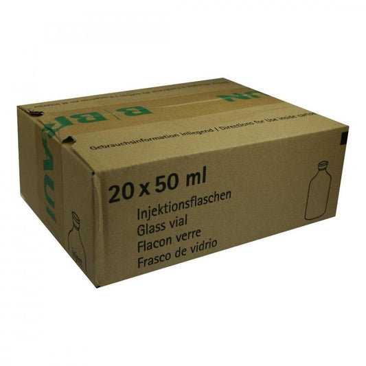 Das Produktfoto zeigt Aqua Ad Injectabilia Inj.-Fl. (20X50 ml) PZN 01957094