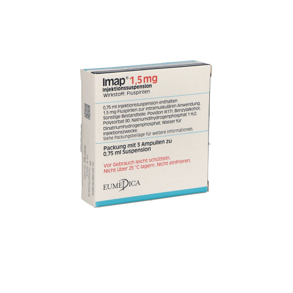 Das Produktfoto zeigt Imap 1,5 Mg Injektionssuspension Ampullen (3X0.75 ml) PZN 01957697