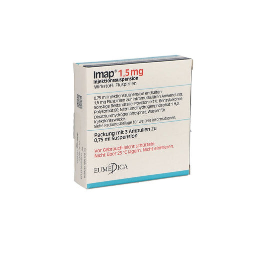 Das Produktfoto zeigt Imap 1,5 Mg Injektionssuspension Ampullen (3X0.75 ml) PZN 01957697