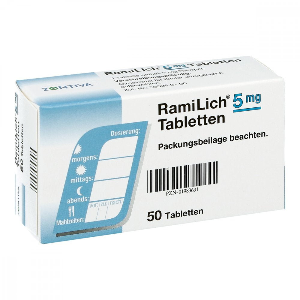 Das Produktfoto zeigt Ramilich 5 Mg Tabletten (50 stk) PZN 01983631