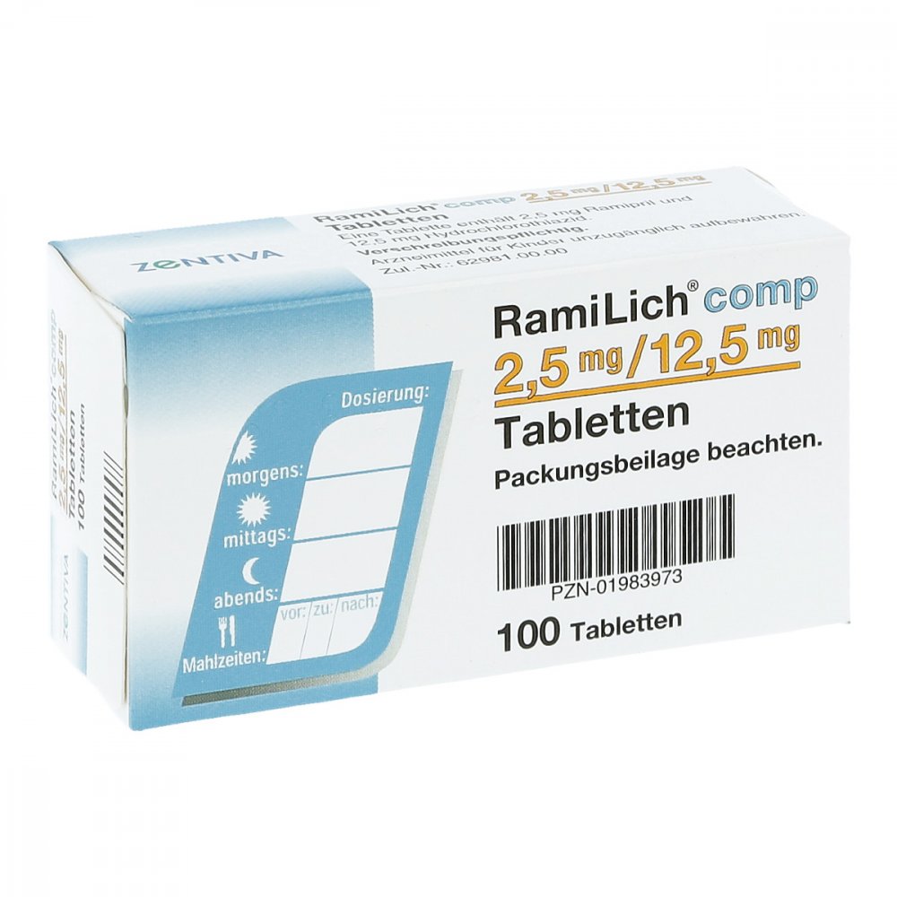Das Produktfoto zeigt Ramilich Comp 2,5 Mg/12,5 Mg Tabletten (100 stk) PZN 01983973