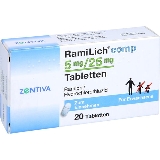 Das Produktfoto zeigt Ramilich Comp 5 Mg/25 Mg Tabletten (20 stk) PZN 01984027