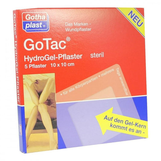 Das Produktfoto zeigt Gotac Hydrogel-Pflaster L 10x10 Cm Steril (5 stk) PZN 01990068