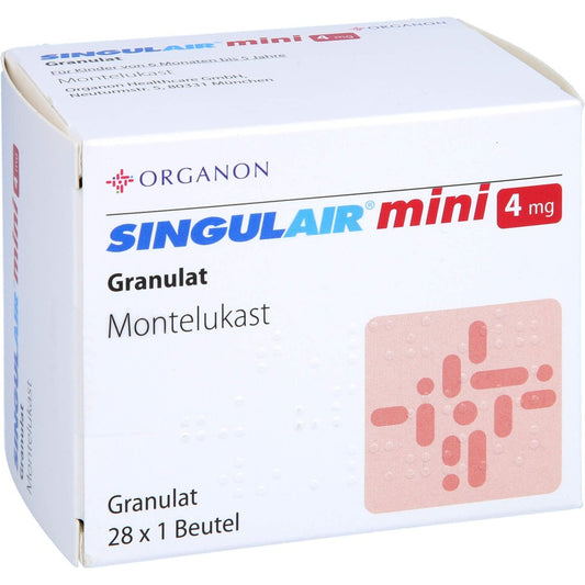 Das Produktfoto zeigt Singulair Mini 4 Mg Granulat (28 stk) PZN 01999744