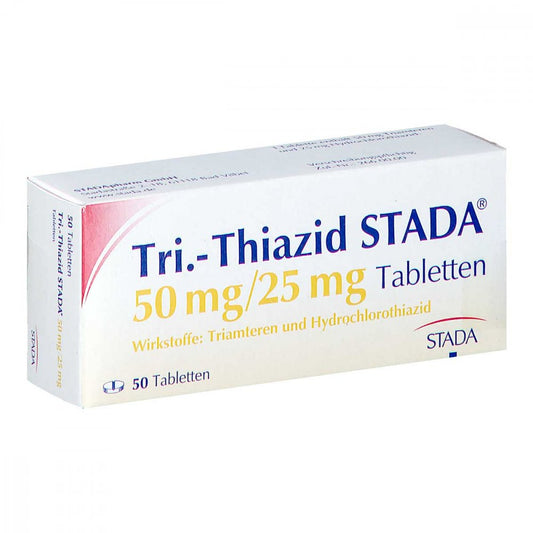 Das Produktfoto zeigt Tri.-Thiazid Stada 50 Mg/25 Mg Tabletten (50 stk) PZN 02003095