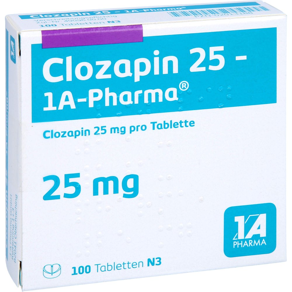 Das Produktfoto zeigt Clozapin 25-1a Pharma Tabletten (100 stk) PZN 02013188