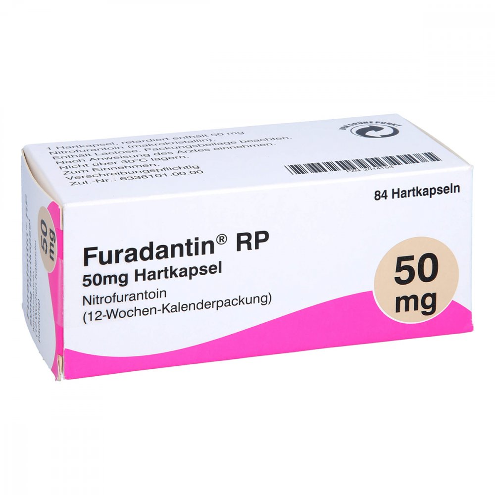 Das Produktfoto zeigt Furadantin Rp Hartkapseln (3X28 stk) PZN 02014153