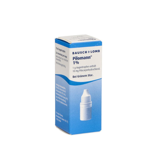 Das Produktfoto zeigt Pilomann 1% Augentropfen (10 ml) PZN 02014207