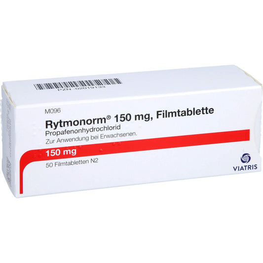 Das Produktfoto zeigt Rytmonorm 150 Mg Filmtabletten (50 stk) PZN 02019133