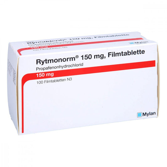 Das Produktfoto zeigt Rytmonorm 150 Mg Filmtabletten (100 stk) PZN 02019156