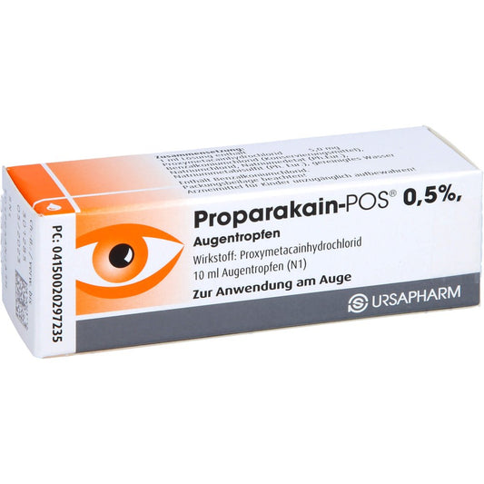 Das Produktfoto zeigt Proparakain Pos 0,5% Augentropfen (10 ml) PZN 02029723