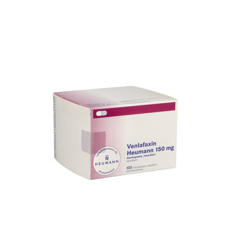 Das Produktfoto zeigt Venlafaxin Heumann 150 Mg Hartkapseln Retardiert (100 stk) PZN 02031269