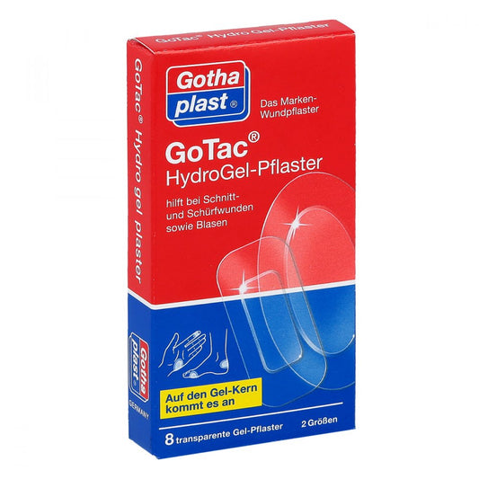 Das Produktfoto zeigt Gotac Hydrogel-Pflaster 2 Größen (8 stk) PZN 02033311