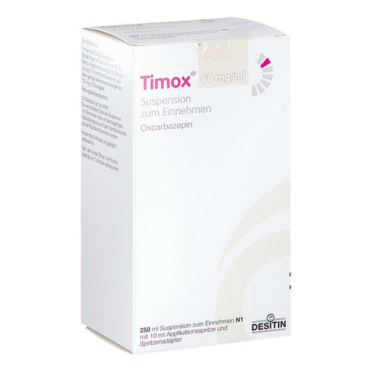 Das Produktfoto zeigt Timox 60 Mg/Ml Suspension Zum Einnehmen (250 ml) PZN 02038834