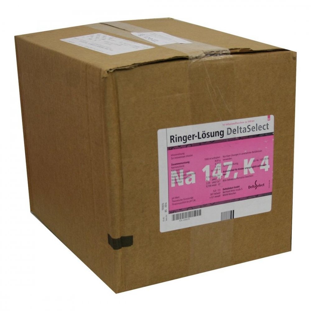 Das Produktfoto zeigt Ringer Lösung Plastik (10X500 ml) PZN 02044378