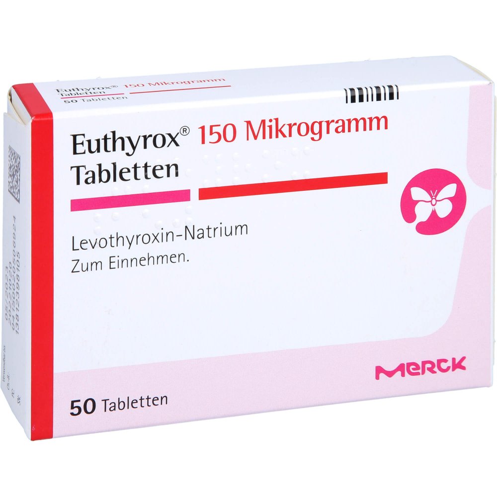 Das Produktfoto zeigt Euthyrox 150 Mikrogramm Tabletten (50 stk) PZN 02050692