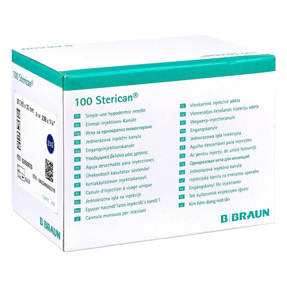 Das Produktfoto zeigt Sterican Kanülen Luer-Lok 0,60x30 Mm Gr.14 Blau (100 stk) PZN 02050829