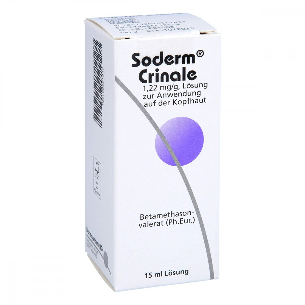 Das Produktfoto zeigt Soderm Crinale 1,22 Mg/G Lösung Z.Anw.A.D.Kopfhaut (15 ml) PZN 02051243