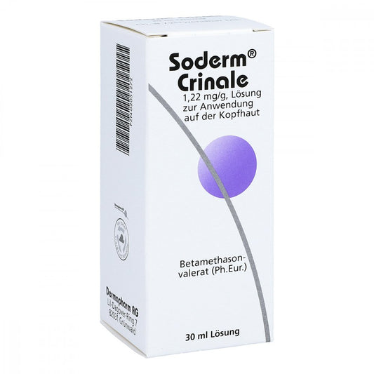 Das Produktfoto zeigt Soderm Crinale 1,22 Mg/G Lösung Z.Anw.A.D.Kopfhaut (30 ml) PZN 02051272