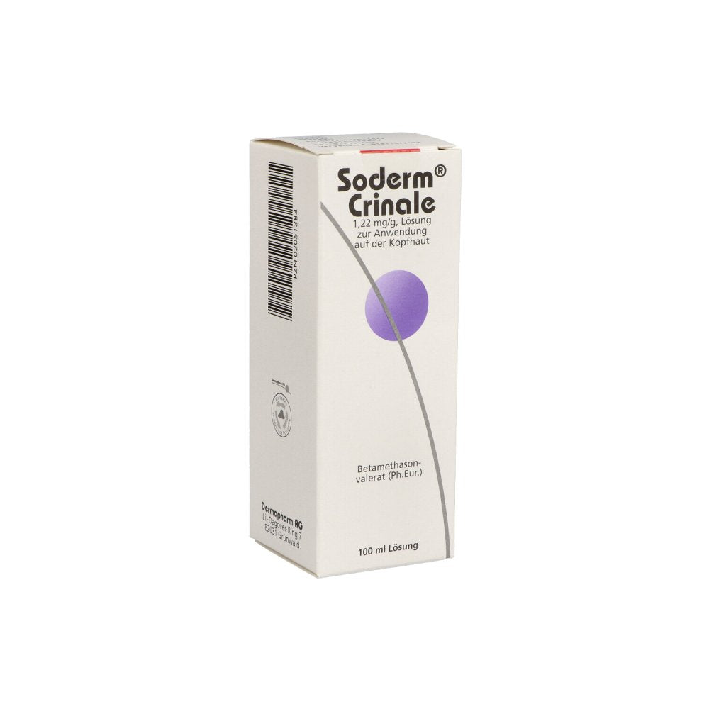 Das Produktfoto zeigt Soderm Crinale 1,22 Mg/G Lösung Z.Anw.A.D.Kopfhaut (100 ml) PZN 02051384