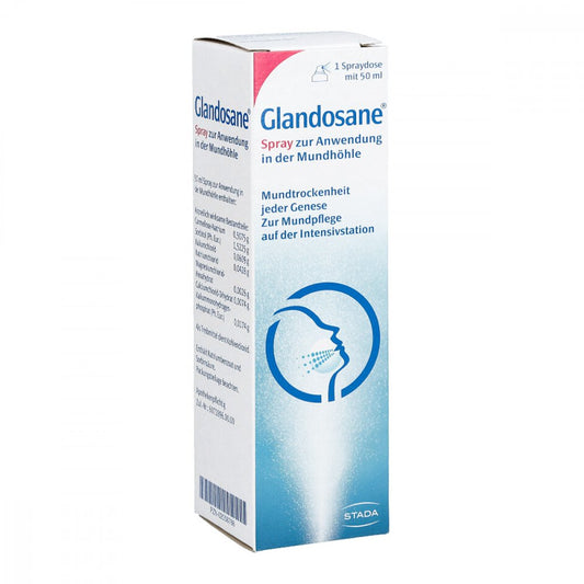Das Produktfoto zeigt Glandosane Neutral Spray Z.Anw.I.D.Mundhöhle (1X50 ml) PZN 02058788
