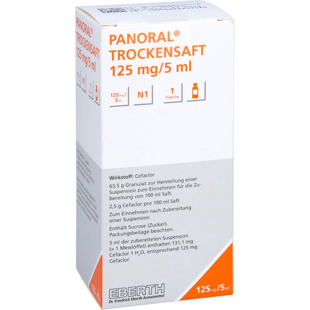 Das Produktfoto zeigt Panoral Trockensaft 125 Mg/5 Ml (100 ml) PZN 02071004