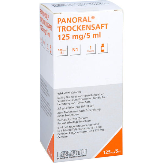 Das Produktfoto zeigt Panoral Trockensaft 125 Mg/5 Ml (100 ml) PZN 02071004