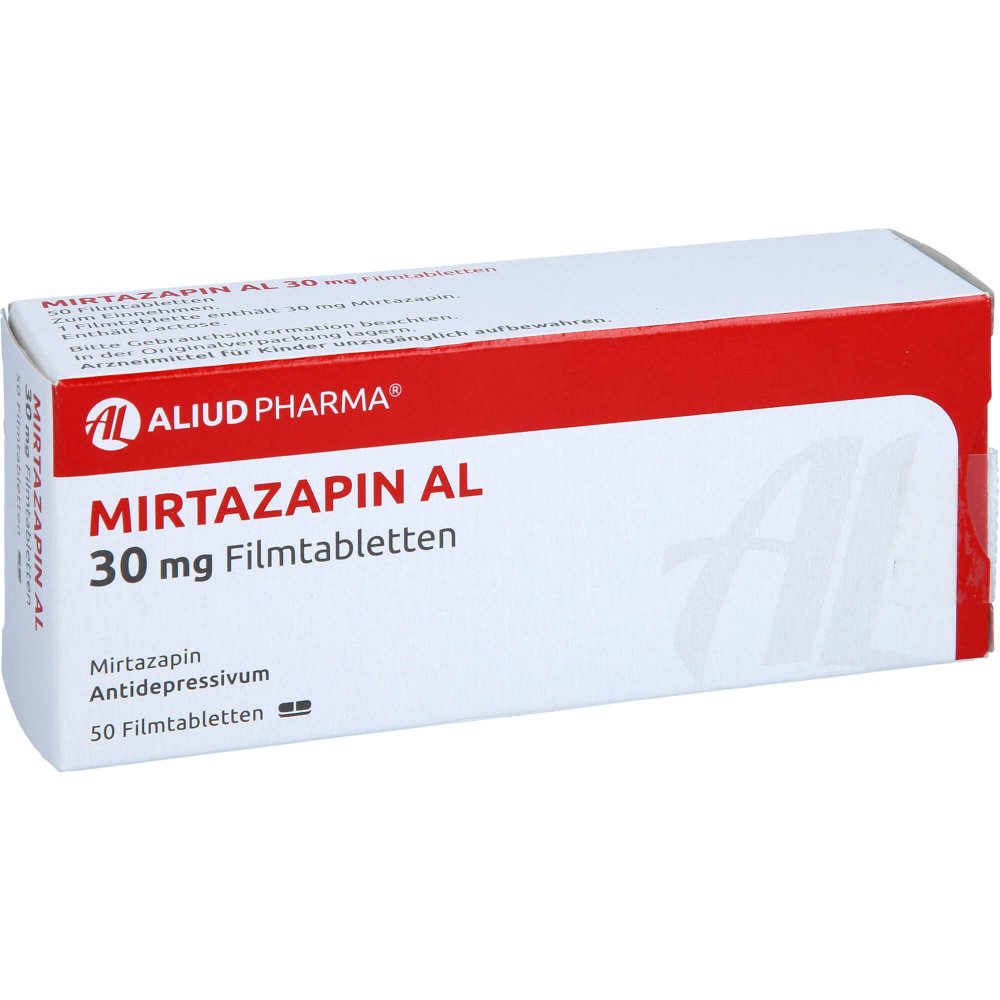 Das Produktfoto zeigt Mirtazapin Al 30 Mg Filmtabletten (50 stk) PZN 02080115