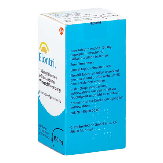 Das Produktfoto zeigt Elontril 150 Mg Tabletten M.Veränd.Wirkst.-Frs. (90 stk) PZN 02084828
