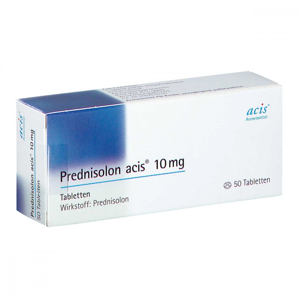 Das Produktfoto zeigt Prednisolon Acis 10 Mg Tabletten (50 stk) PZN 02107877