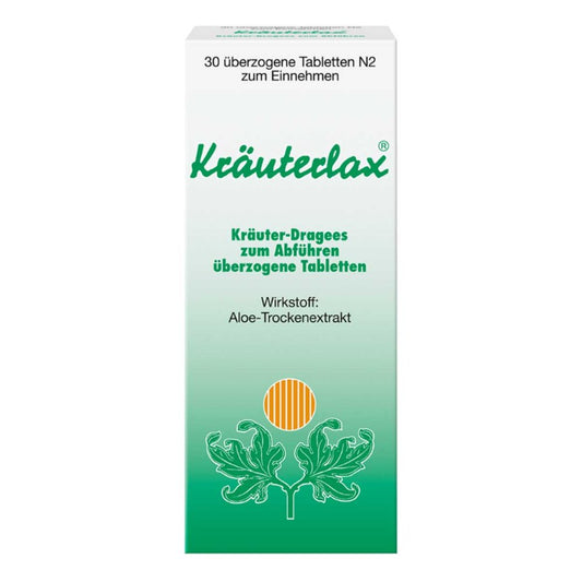 Das Produktfoto zeigt Kräuterlax Dr.Henk 15 Mg Kräuterdrag.Z.Abführen (30 stk) PZN 02115523