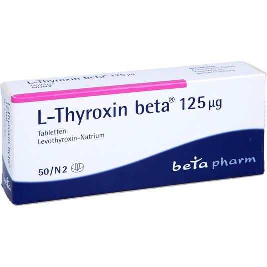 Das Produktfoto zeigt L-Thyroxin Beta 125 Μg Tabletten (50 stk) PZN 02134176