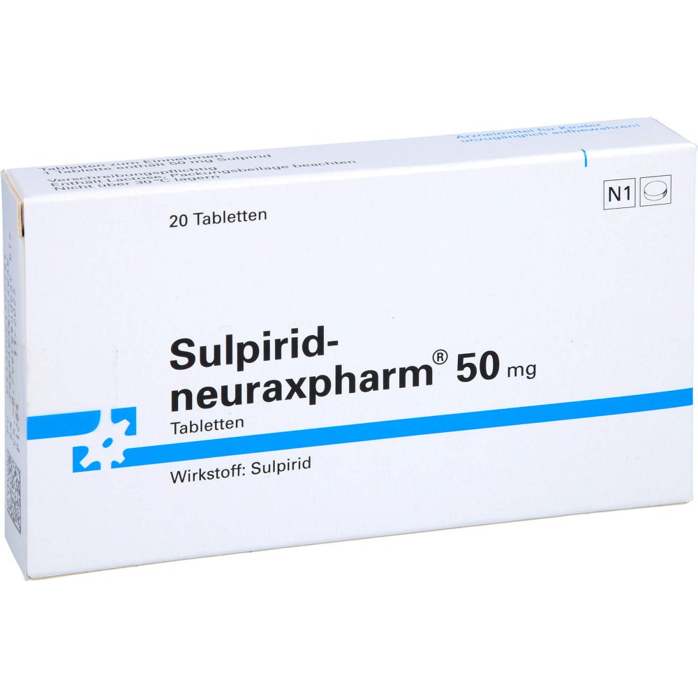 Das Produktfoto zeigt Sulpirid-Neuraxpharm 50 Mg Tabletten (20 stk) PZN 02136258