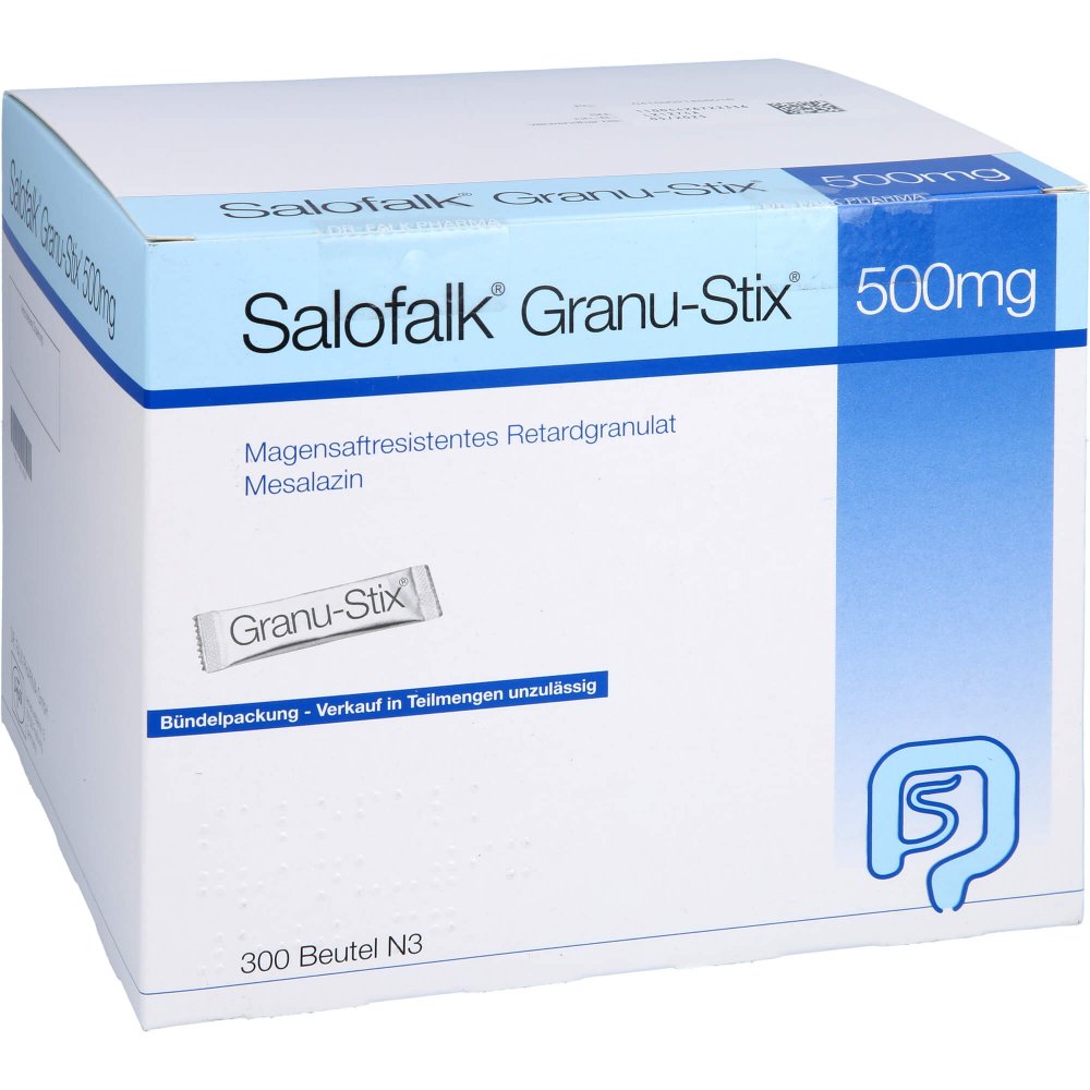 Das Produktfoto zeigt Salofalk Granu-Stix 500 Mg Magensaftr.Retardgran. (300 stk) PZN 02145501