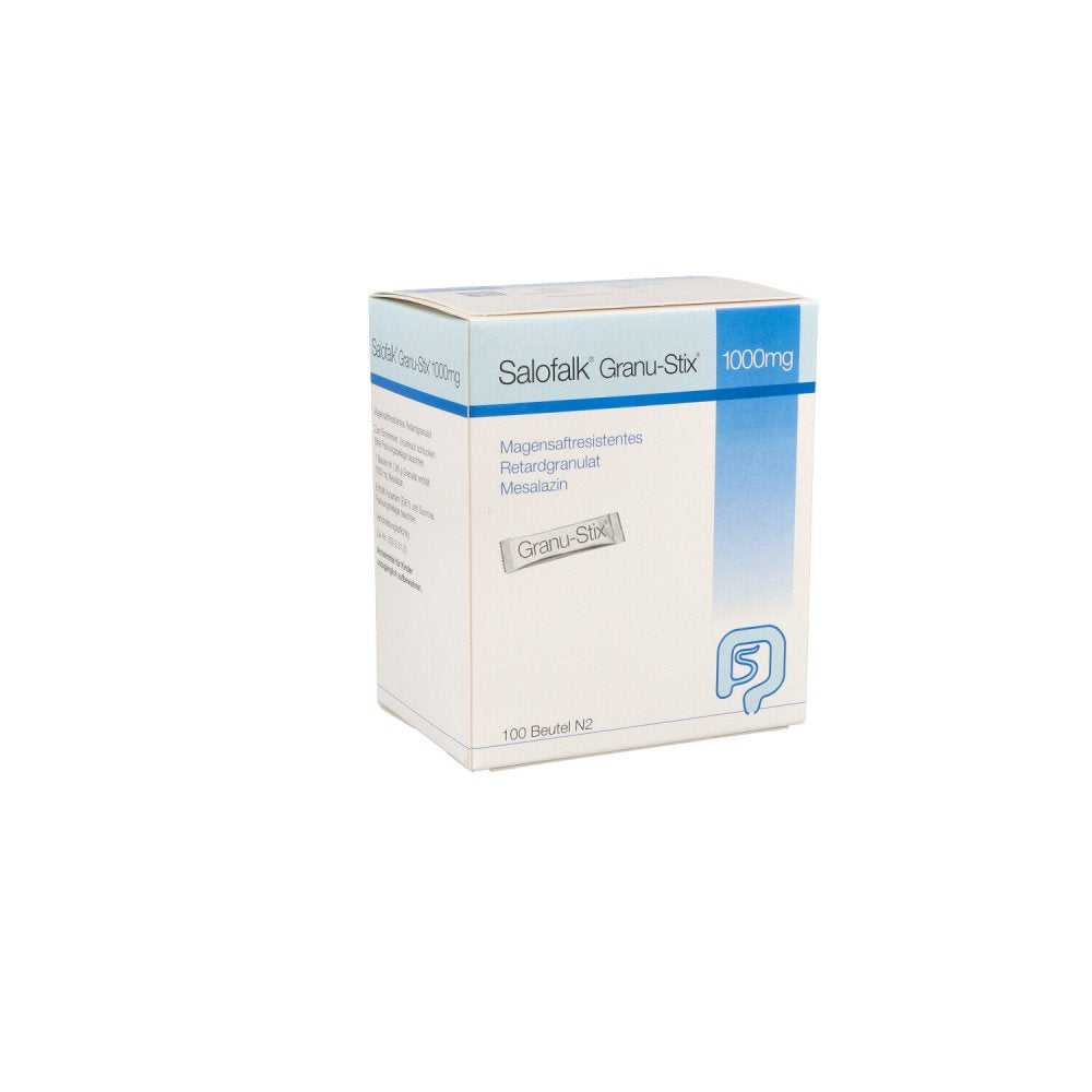 Das Produktfoto zeigt Salofalk Granu-Stix 1.000 Mg Magensaftr.Ret.-Gran. (100 stk) PZN 02145530