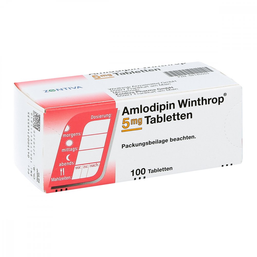 Amlodipin Winthrop 5 Mg Tabletten (100 stk)