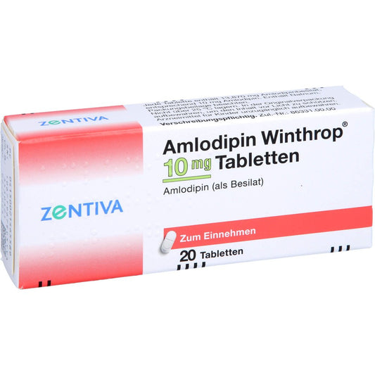 Das Produktfoto zeigt Amlodipin Winthrop 10 Mg Tabletten (20 stk) PZN 02146558