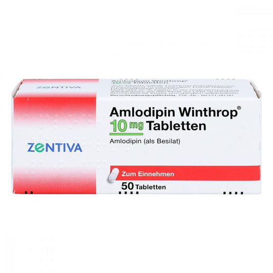 Das Produktfoto zeigt Amlodipin Winthrop 10 Mg Tabletten (50 stk) PZN 02146564