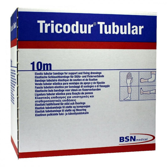 Das Produktfoto zeigt Tricodur Schl.-Bandage Gr.C 6,5 Cmx10 M Weiß (1 stk) PZN 02153995