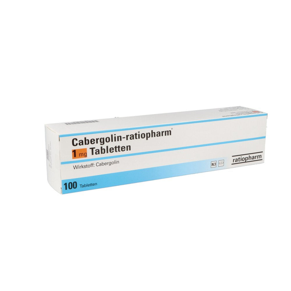 Das Produktfoto zeigt Cabergolin-Ratiopharm 1 Mg Tabletten (100 stk) PZN 02160297