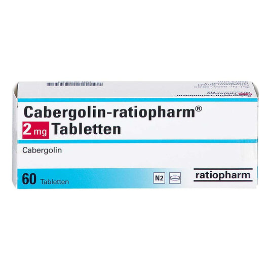 Das Produktfoto zeigt Cabergolin-Ratiopharm 2 Mg Tabletten (60 stk) PZN 02162333