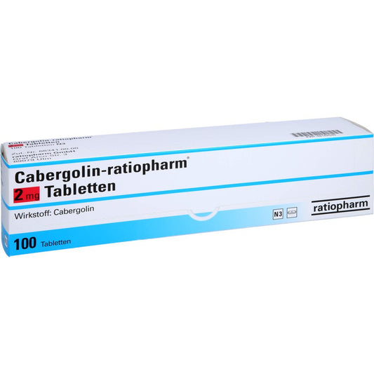Das Produktfoto zeigt Cabergolin-Ratiopharm 2 Mg Tabletten (100 stk) PZN 02162540