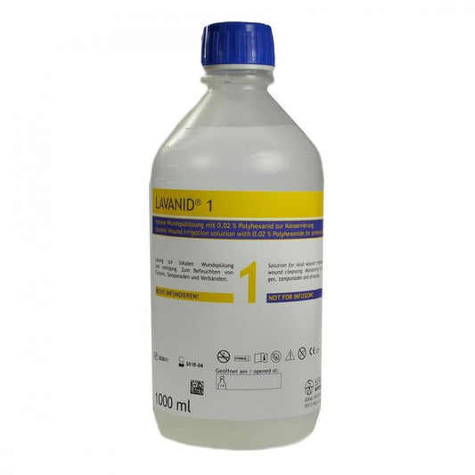 Das Produktfoto zeigt Lavanid 1 Wundspüllösung (1000 ml) PZN 02178475
