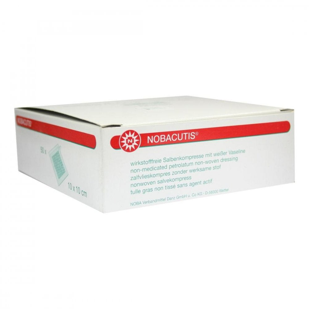 Das Produktfoto zeigt Nobacutis 1er Salbenkompressen 10x10 Cm Steril (50 stk) PZN 02179606