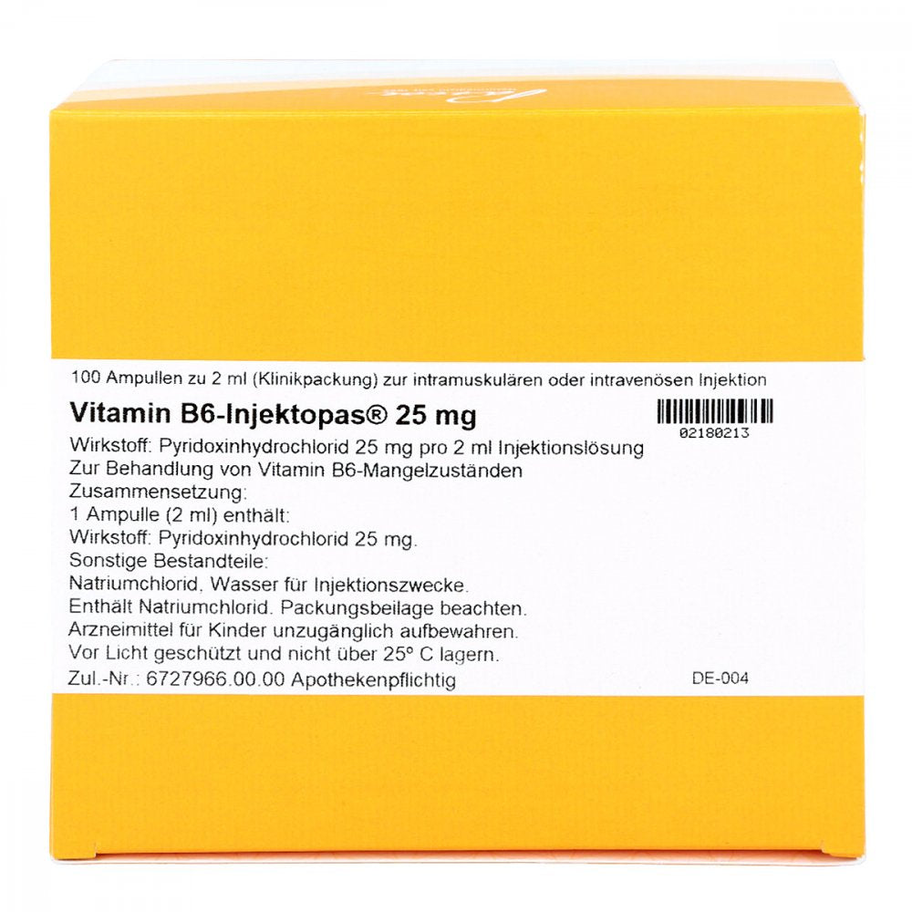 Vitamin B6-Injektopas 25 Mg Injektionslösung (100X2 ml)