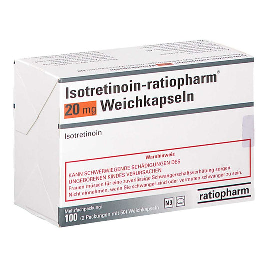 Das Produktfoto zeigt Isotretinoin-Ratiopharm 20 Mg Weichkapseln (100 stk) PZN 02182152