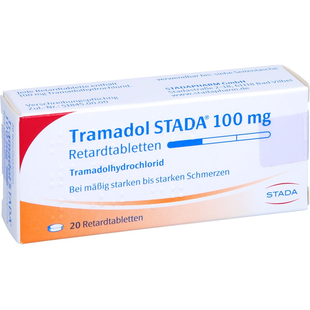 Das Produktfoto zeigt Tramadol Stada 100 Mg Retardtabletten (20 stk) PZN 02186463