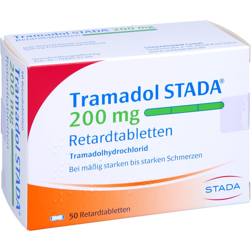 Das Produktfoto zeigt Tramadol Stada 200 Mg Retardtabletten (50 stk) PZN 02186670