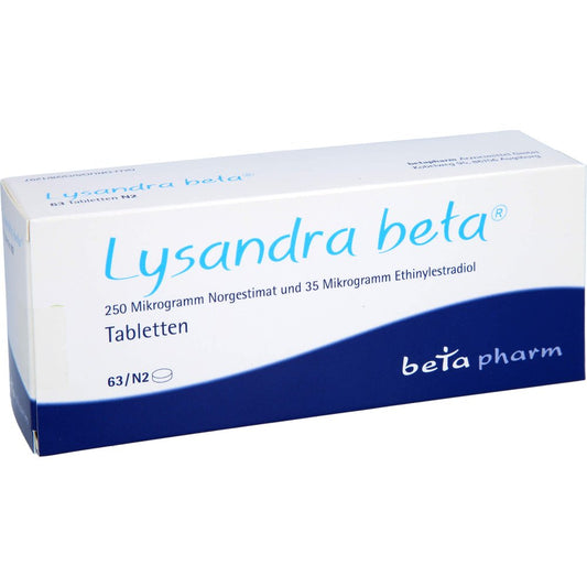 Das Produktfoto zeigt Lysandra Beta Tabletten (63 stk) PZN 02186983
